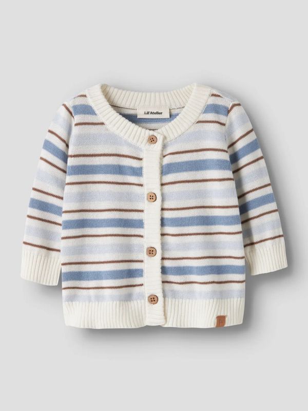 Hito Knit Cardigan - Coconut Milk/Dusty Blue | Striper