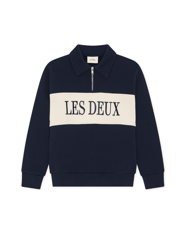 Zipper Rugby Sweatshirt - Dark Navy Blue