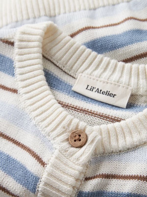 Hito Knit Cardigan - Coconut Milk/Dusty Blue | Striper