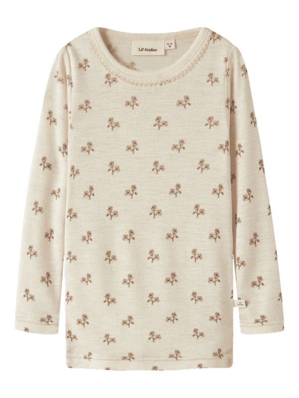 Nalu Wo/Mo Ls Slim Top - Turtledove Flower   